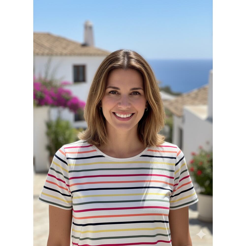 Talbots‎ Womens 2X Preppy Classic Nautical Colorful Rainbow Striped T-Shirt Top - Picture 2 of 10